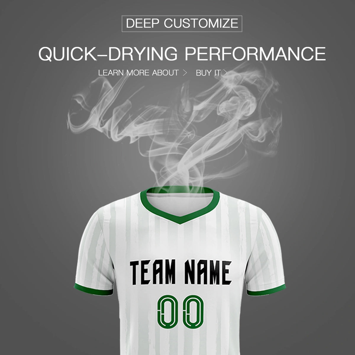 Custom White Kelly Green Breathable Soccer Sets Jersey