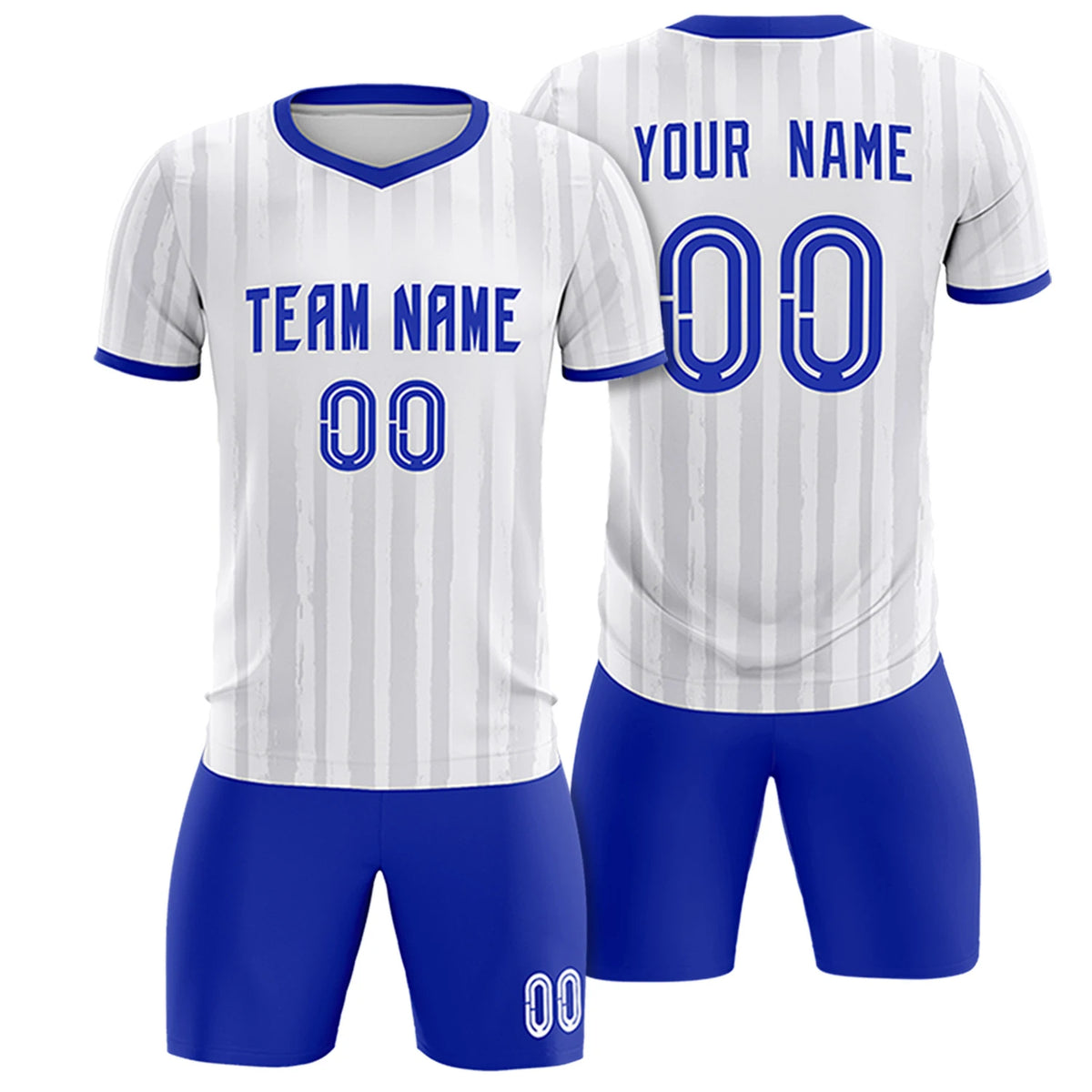 Custom White Royal Blue Breathable Soccer Sets Jersey