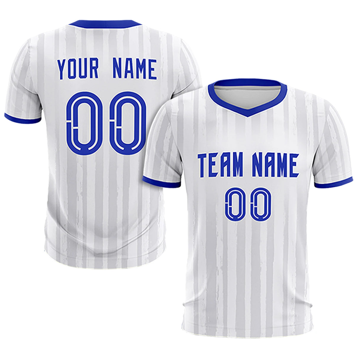 Custom White Royal Blue Breathable Soccer Sets Jersey