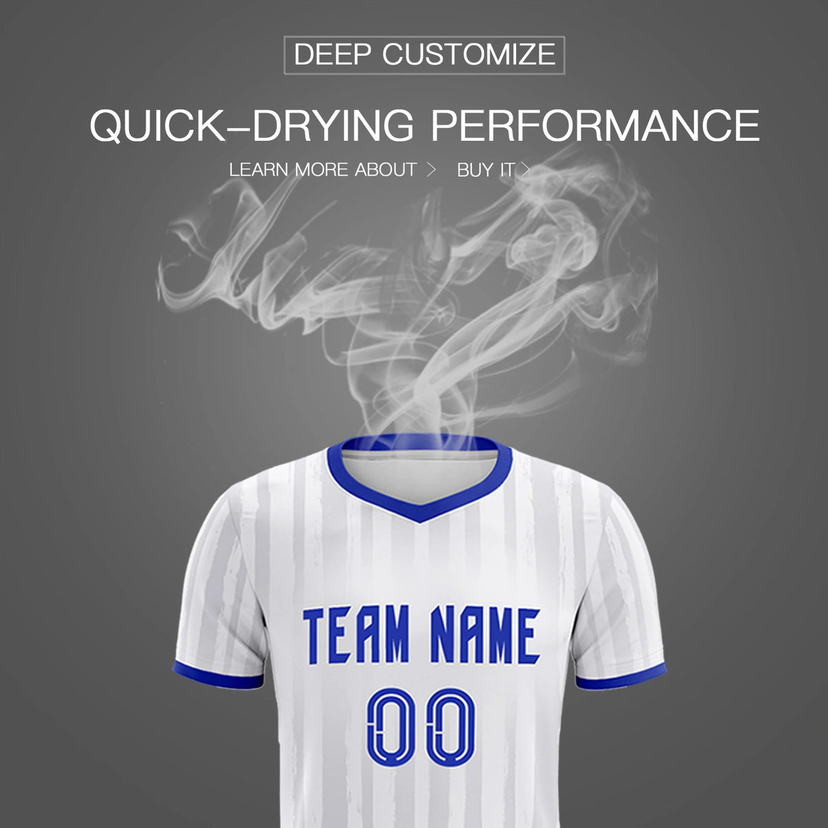 Custom White Royal Blue Breathable Soccer Sets Jersey