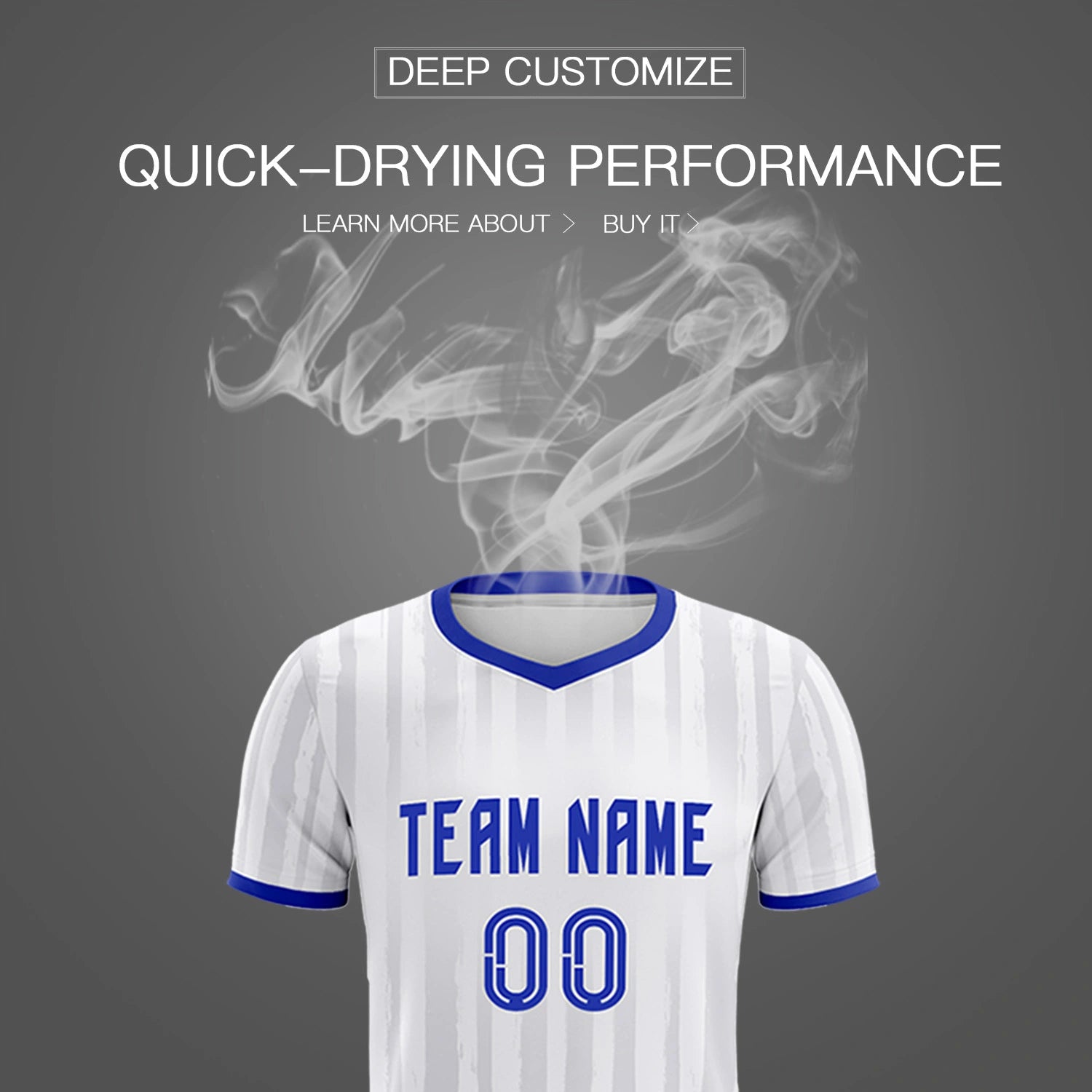Custom White Royal Blue Breathable Soccer Sets Jersey