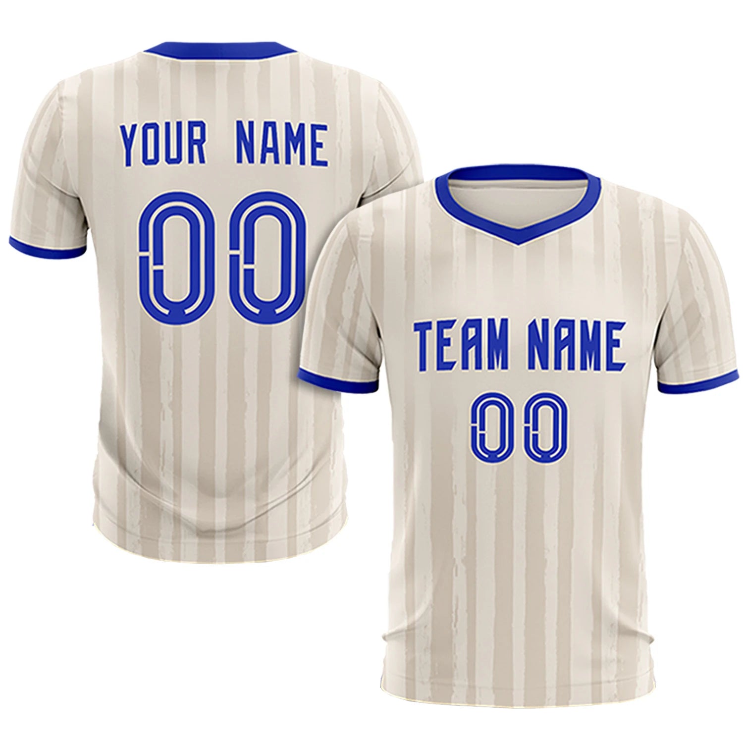 Custom Khaki Royal Blue Breathable Soccer Sets Jersey