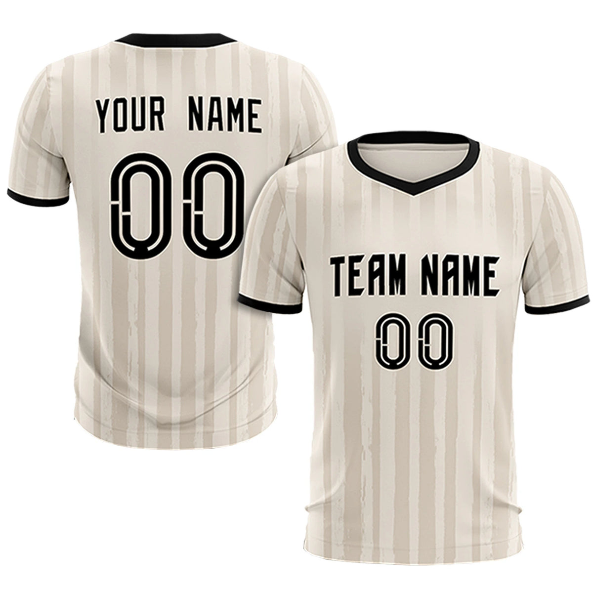 Custom Khaki Black Breathable Soccer Sets Jersey