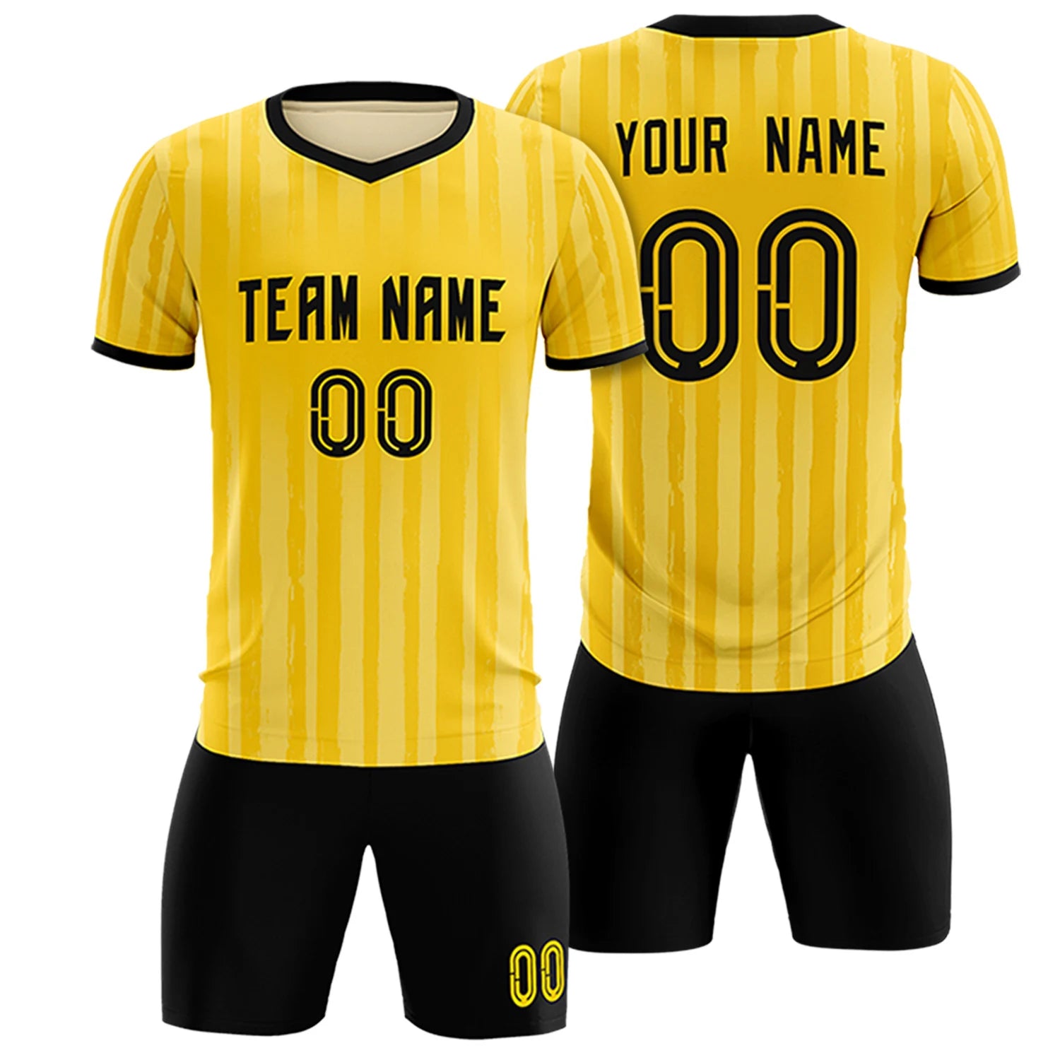 Custom Gold 01 Black Breathable Soccer Sets Jersey