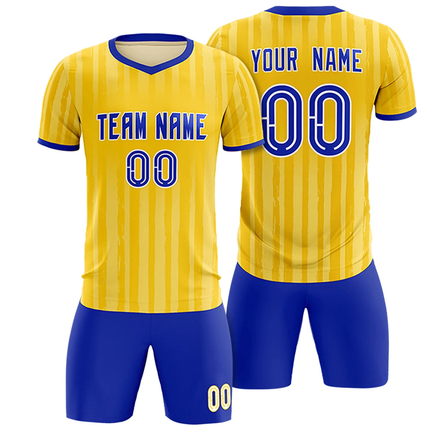 Custom Gold 01 Royal Blue Breathable Soccer Sets Jersey