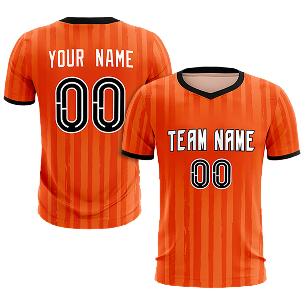 Custom Orange Black Breathable Soccer Sets Jersey