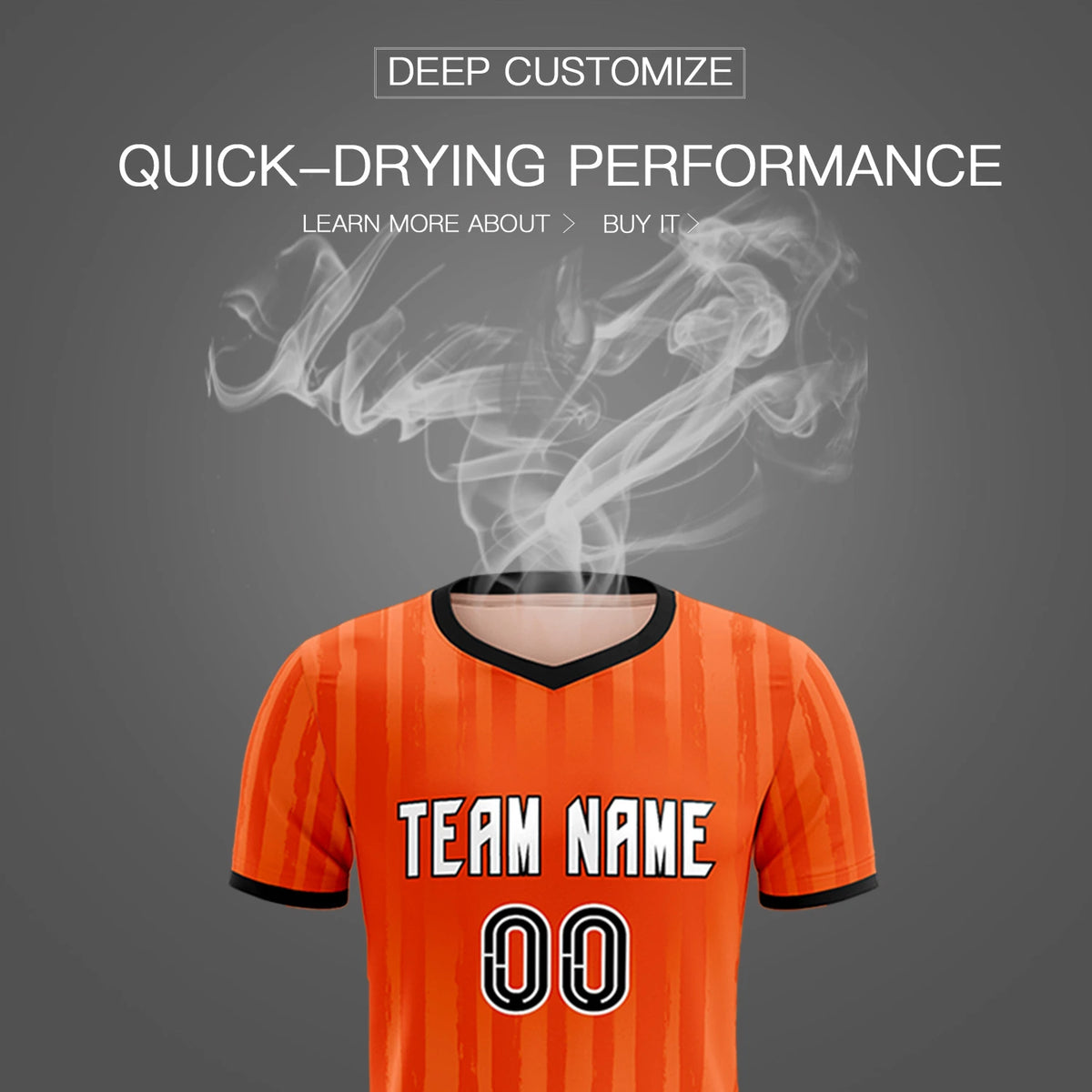 Custom Orange Black Breathable Soccer Sets Jersey