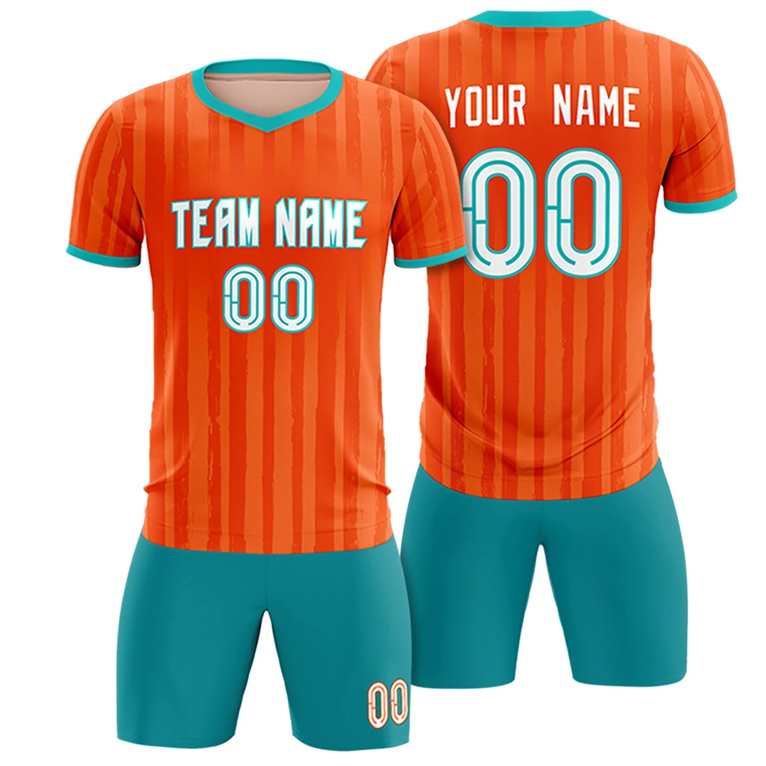 Custom Orange Bright Green Breathable Soccer Sets Jersey