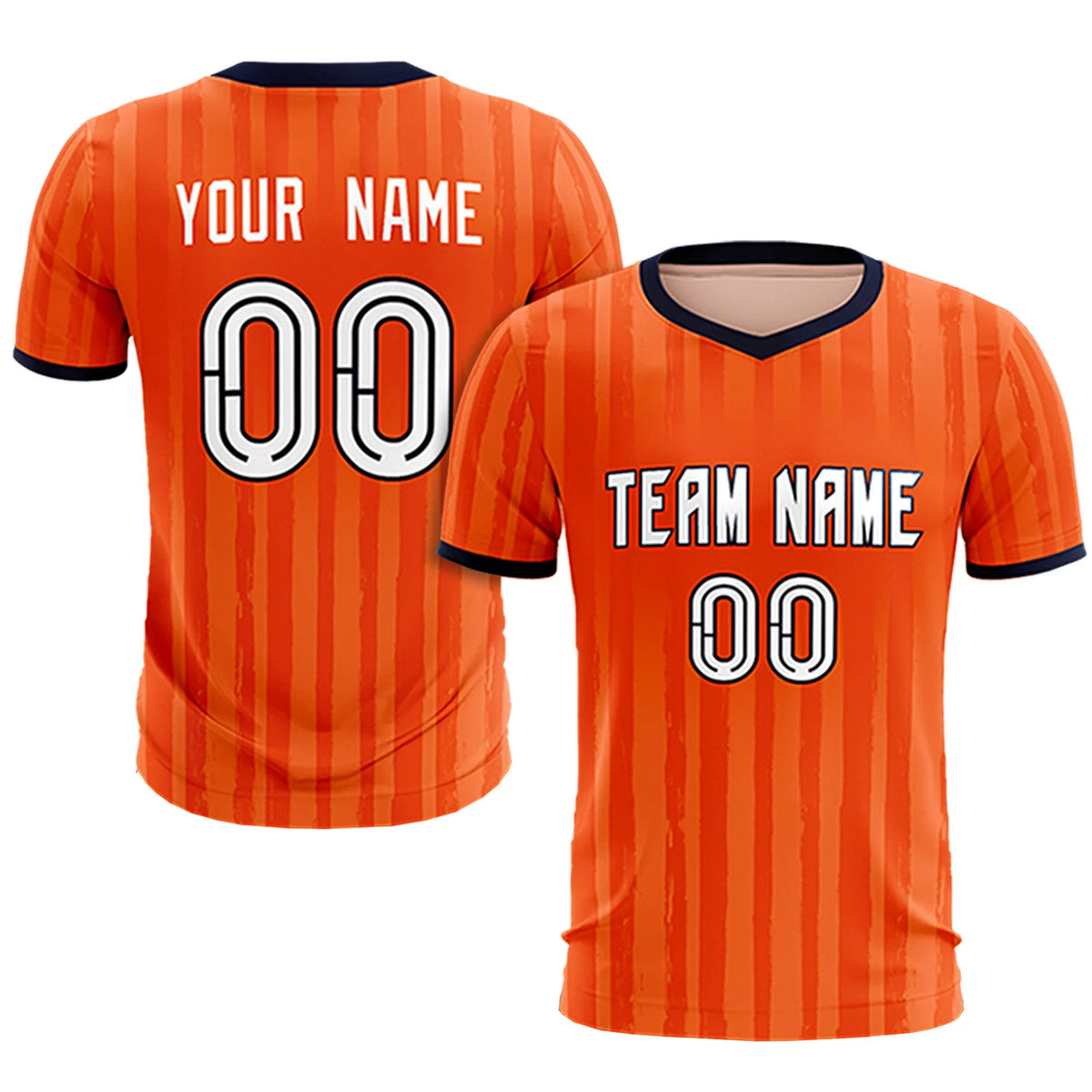 Custom Orange Navy Breathable Soccer Sets Jersey