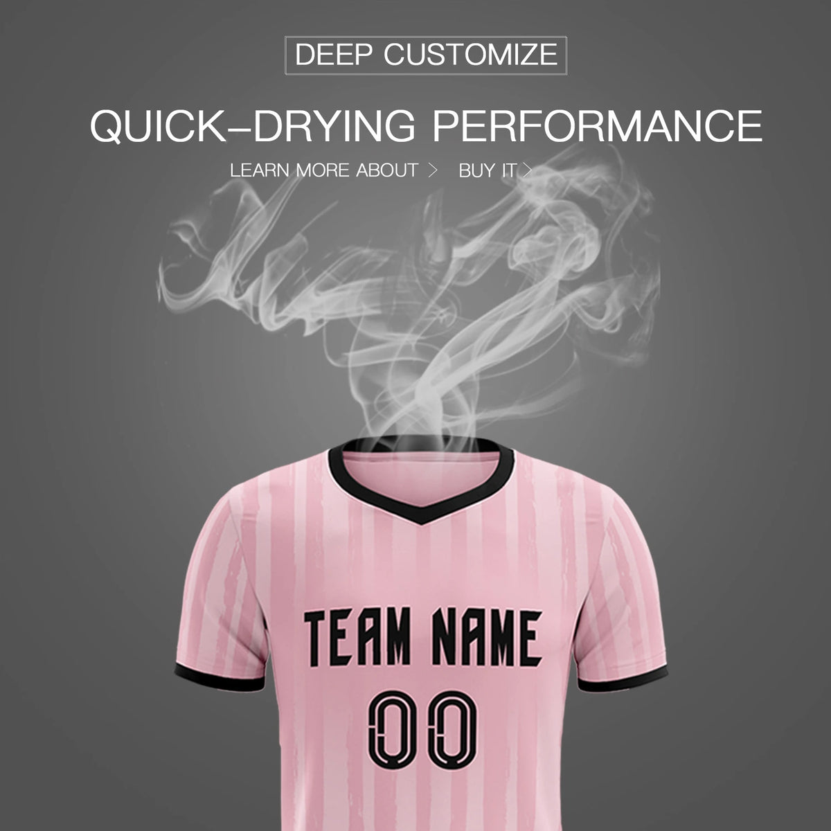 Custom Light Pink Black Breathable Soccer Sets Jersey