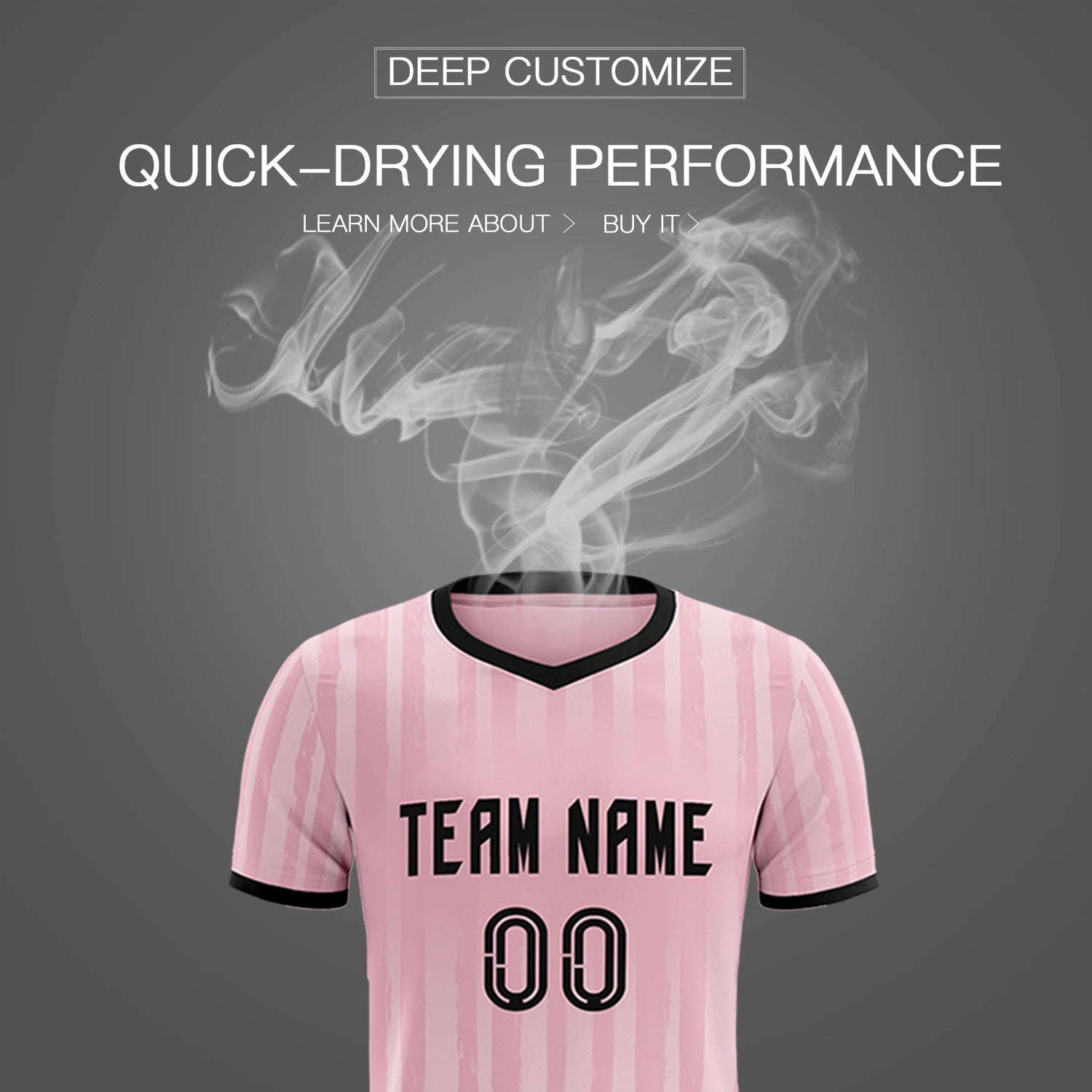 Custom Light Pink Black Breathable Soccer Sets Jersey