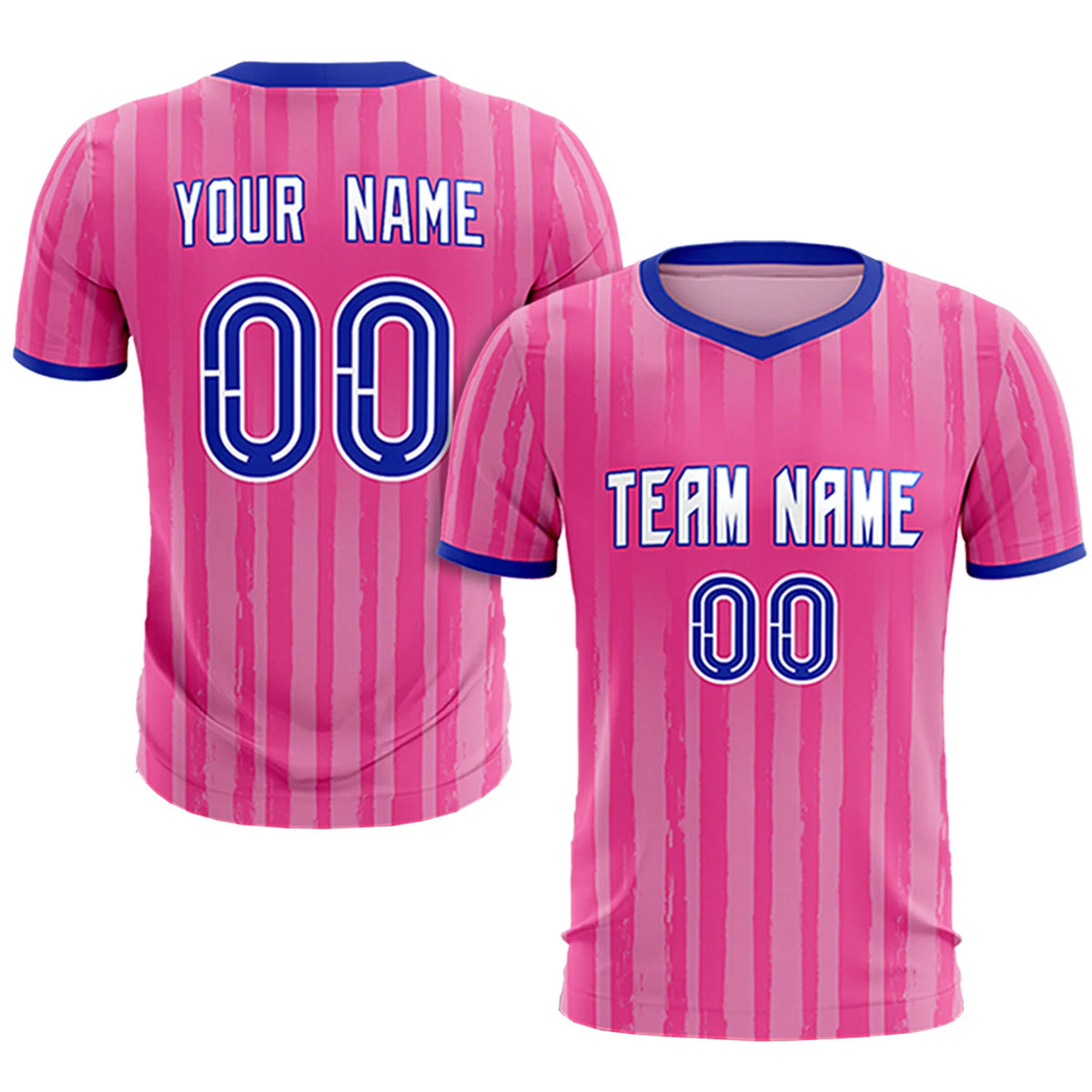 Custom Pink Royal Blue Breathable Soccer Sets Jersey