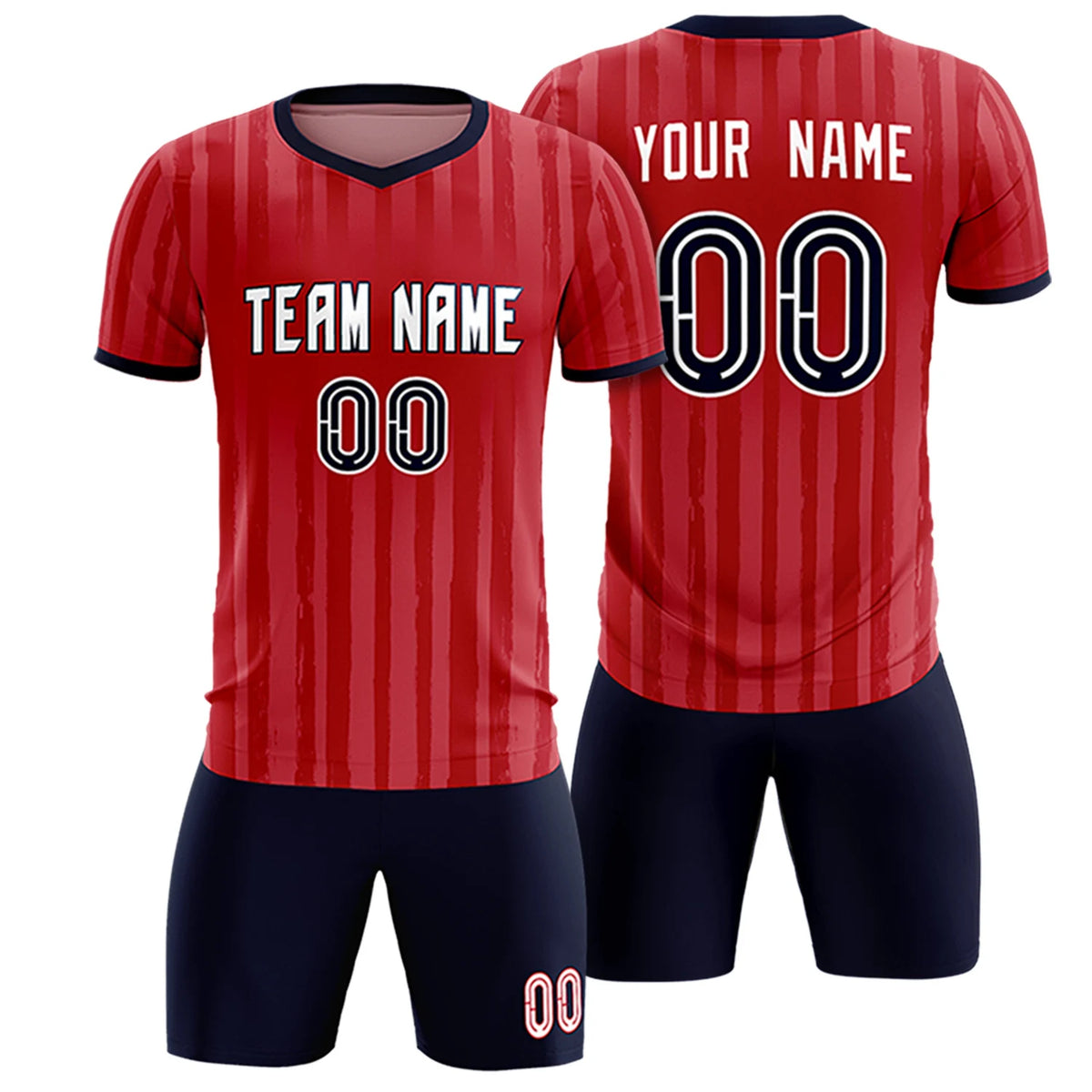 Custom Red Navy Breathable Soccer Sets Jersey