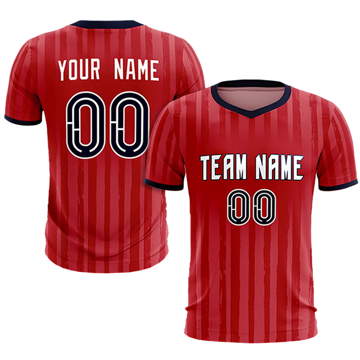 Custom Red Navy Breathable Soccer Sets Jersey