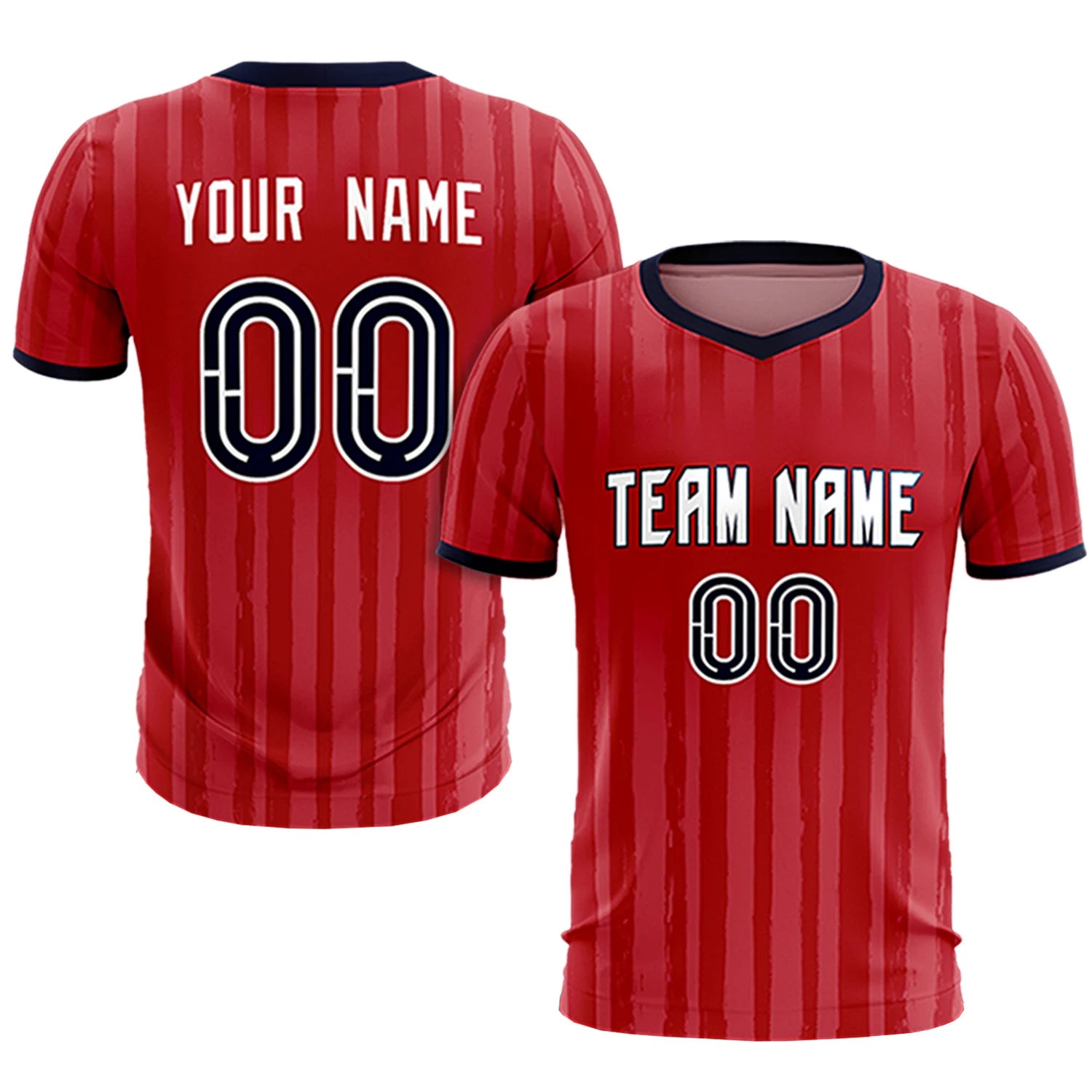 Custom Red Navy Breathable Soccer Sets Jersey