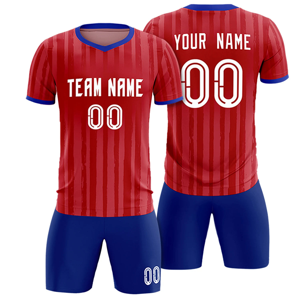Custom Red Royal Blue Breathable Soccer Sets Jersey