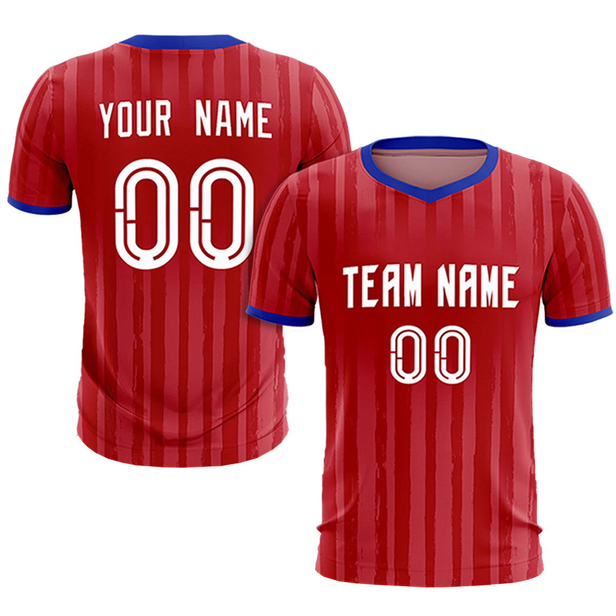 Custom Red Royal Blue Breathable Soccer Sets Jersey