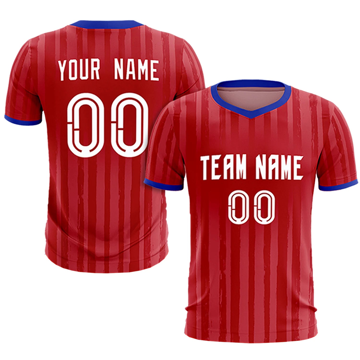 Custom Red Royal Blue Breathable Soccer Sets Jersey
