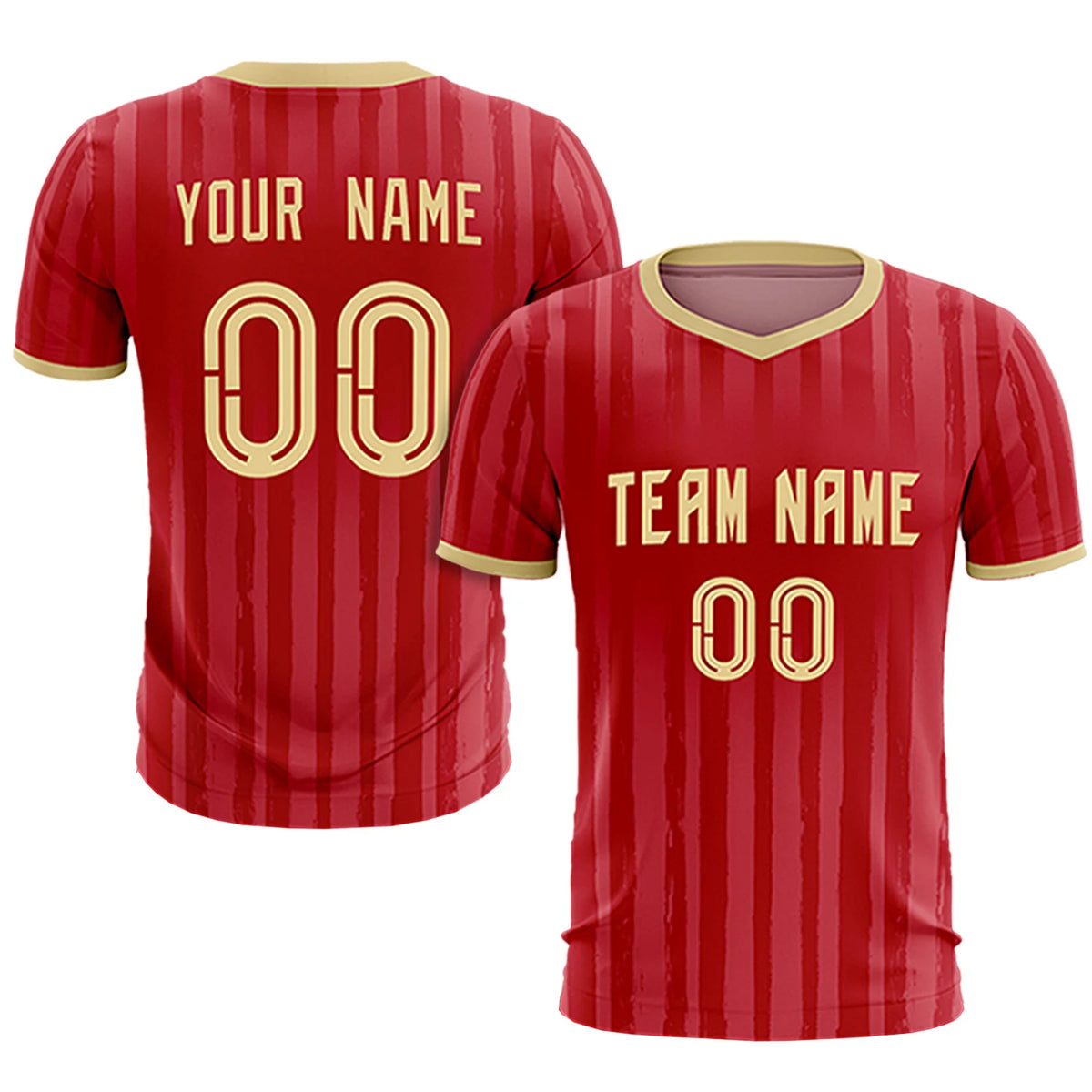 Custom Red Khaki Breathable Soccer Sets Jersey