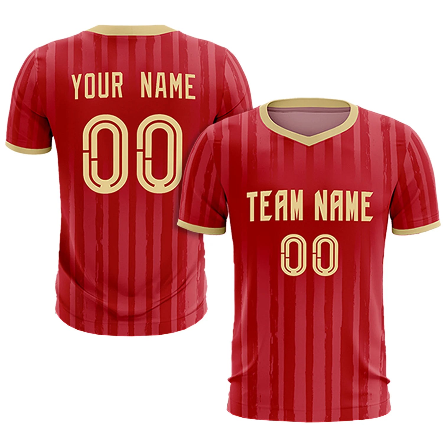 Custom Red Khaki Breathable Soccer Sets Jersey