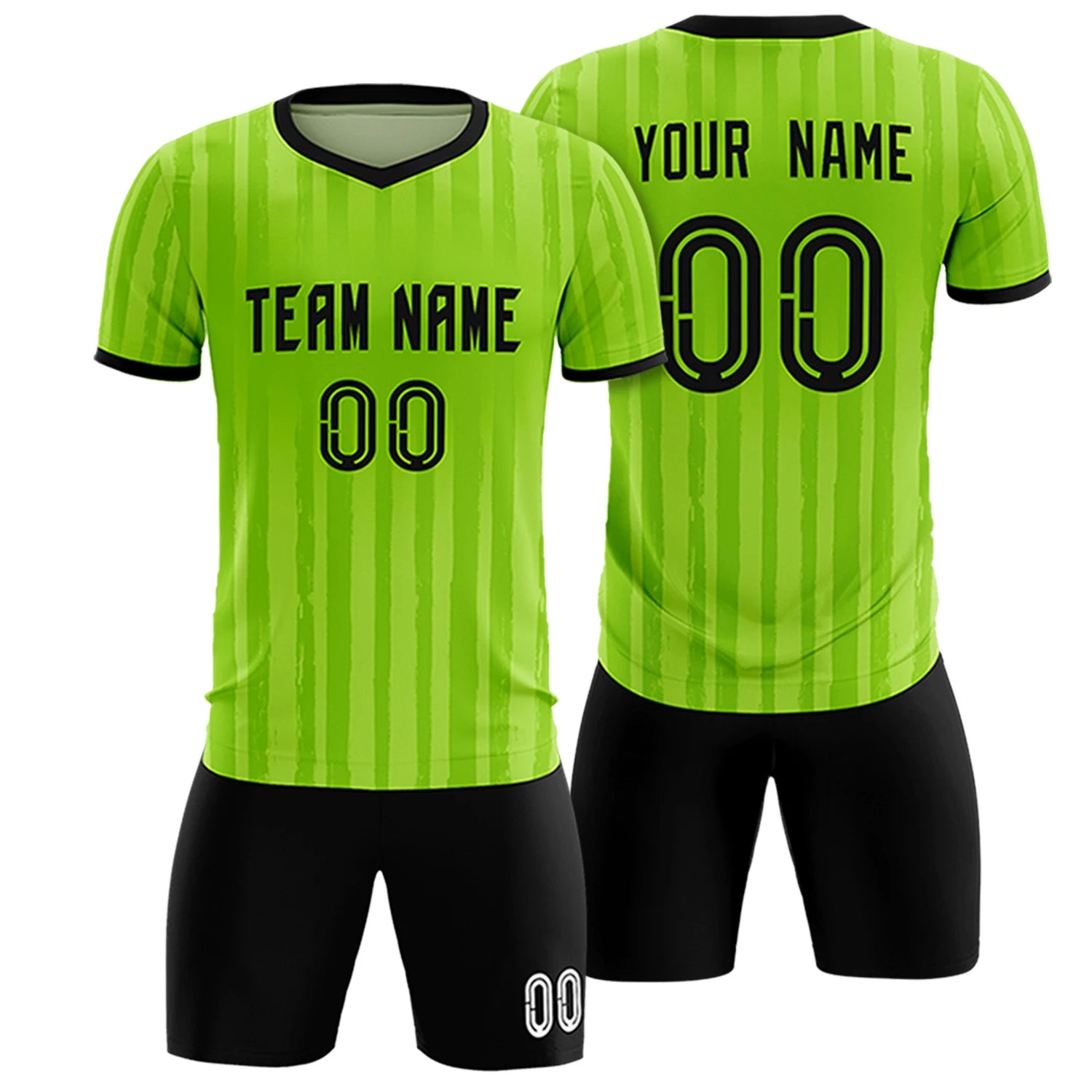 Custom Neon Green Black Breathable Soccer Sets Jersey