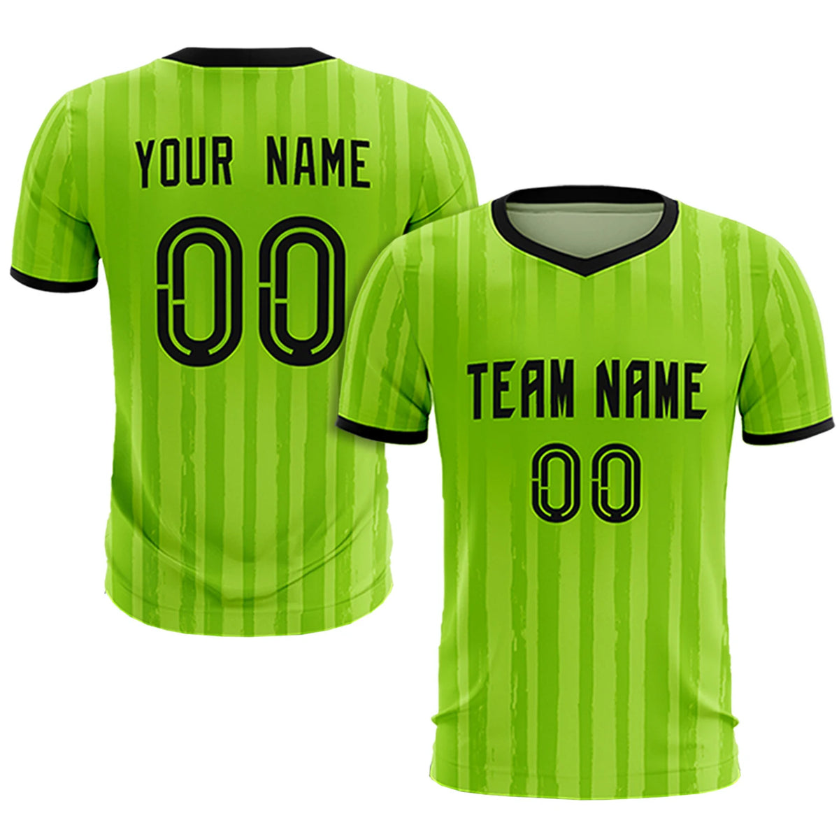 Custom Neon Green Black Breathable Soccer Sets Jersey