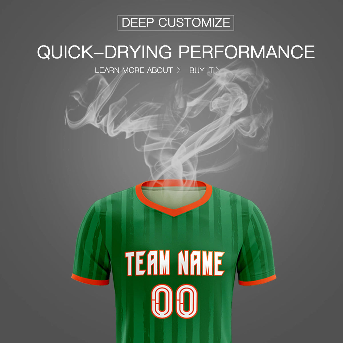 Custom Kelly Green Orange Breathable Soccer Sets Jersey