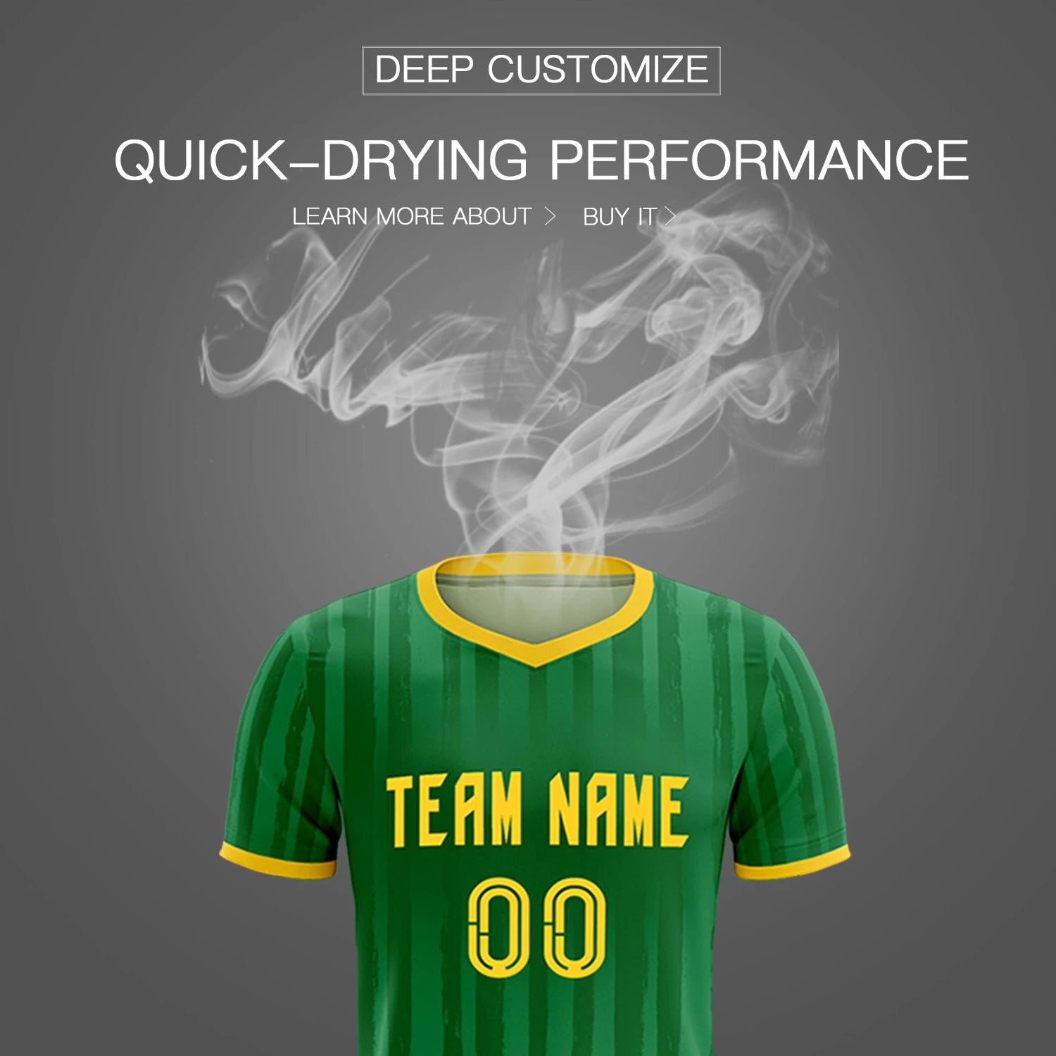 Custom Kelly Green Gold 01 Breathable Soccer Sets Jersey