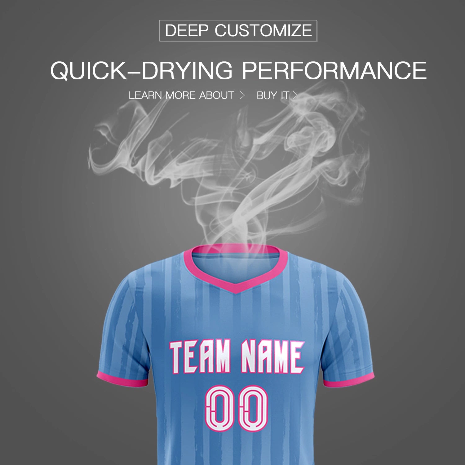 Custom Light Blue Pink Breathable Soccer Sets Jersey