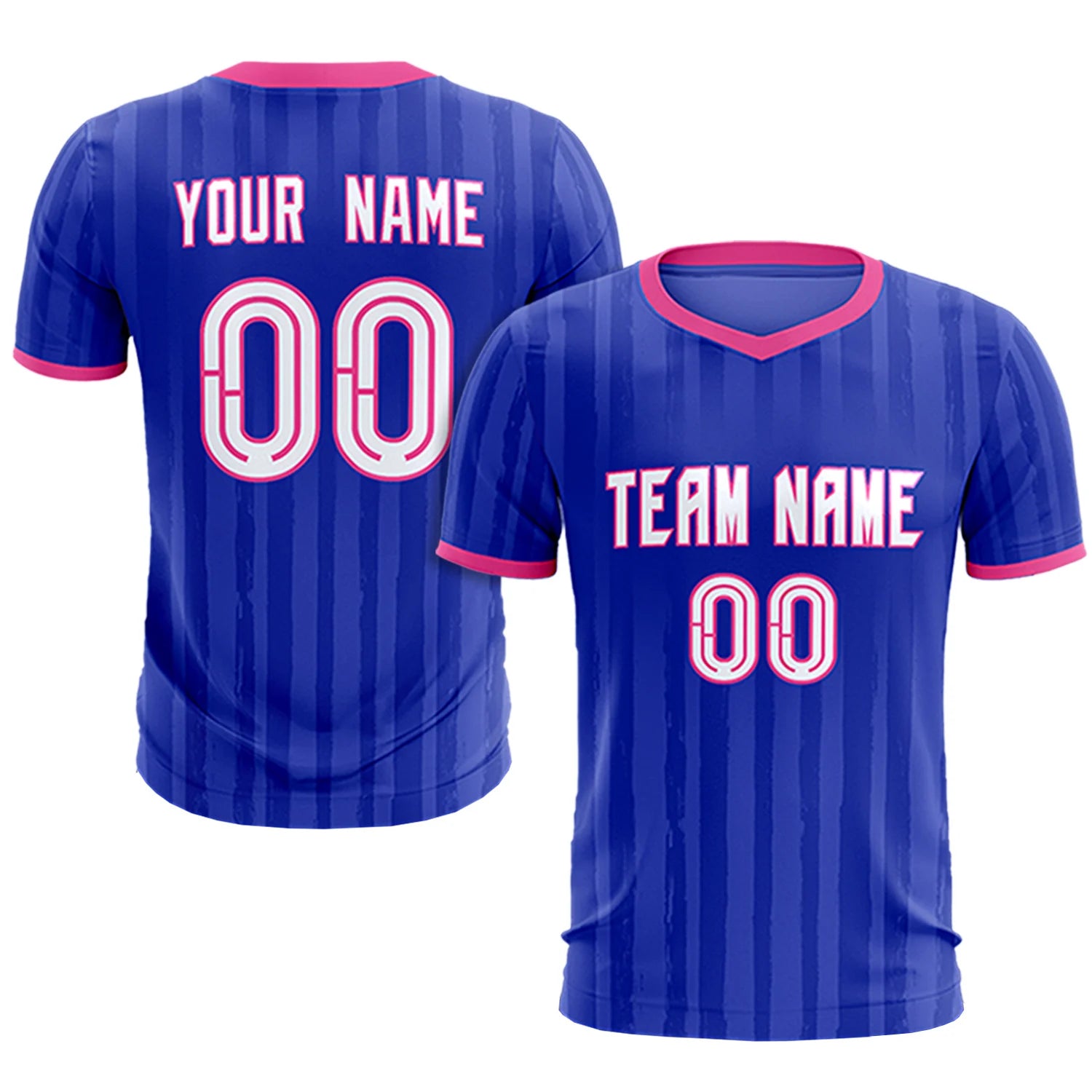 Custom Royal Blue Pink Breathable Soccer Sets Jersey