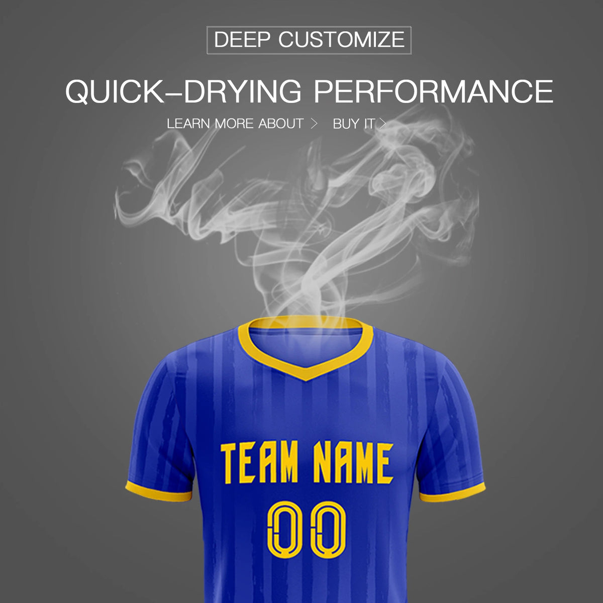 Custom Royal Blue Gold 01 Breathable Soccer Sets Jersey