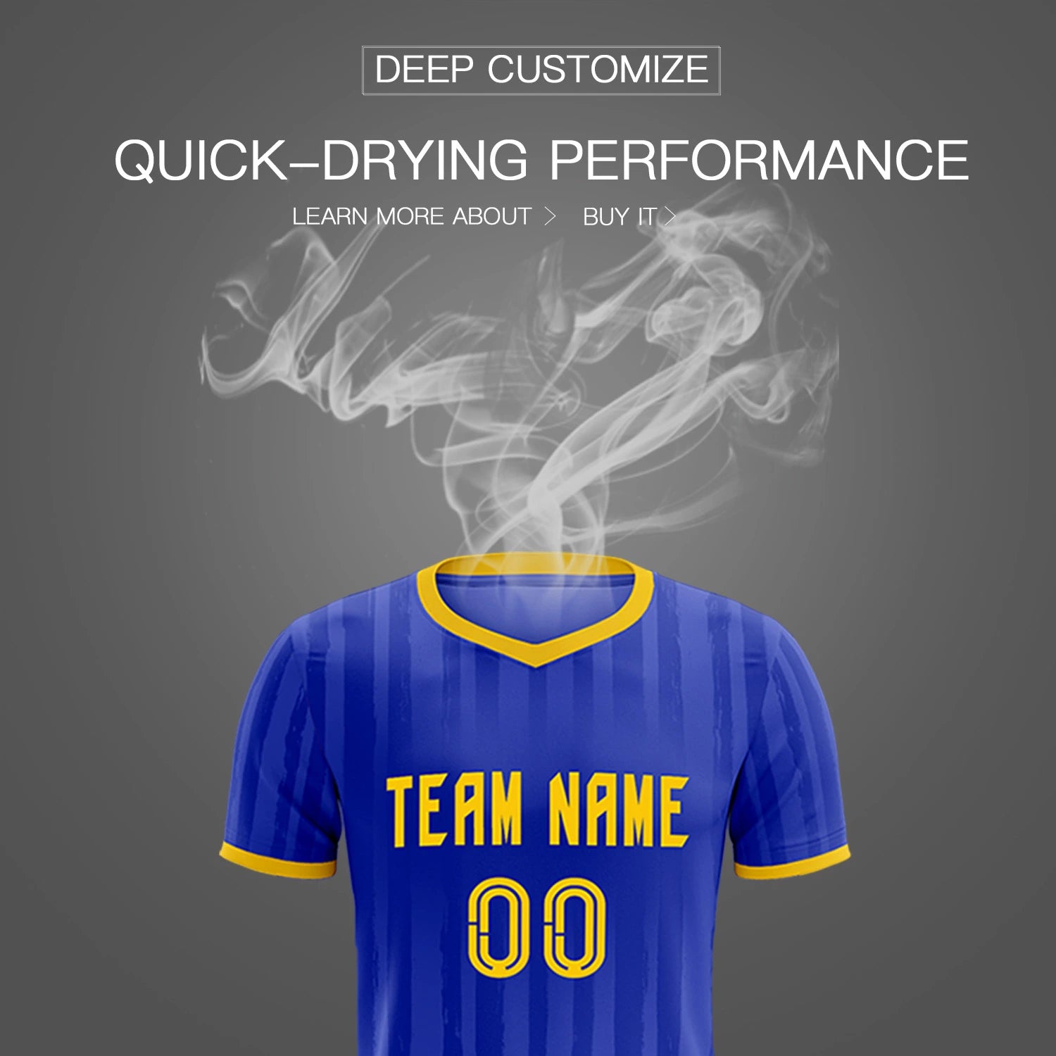 Custom Royal Blue Gold 01 Breathable Soccer Sets Jersey