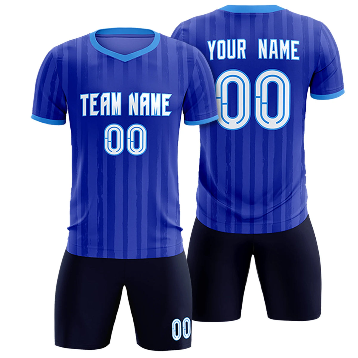 Custom Royal Blue Powder Blue Breathable Soccer Sets Jersey