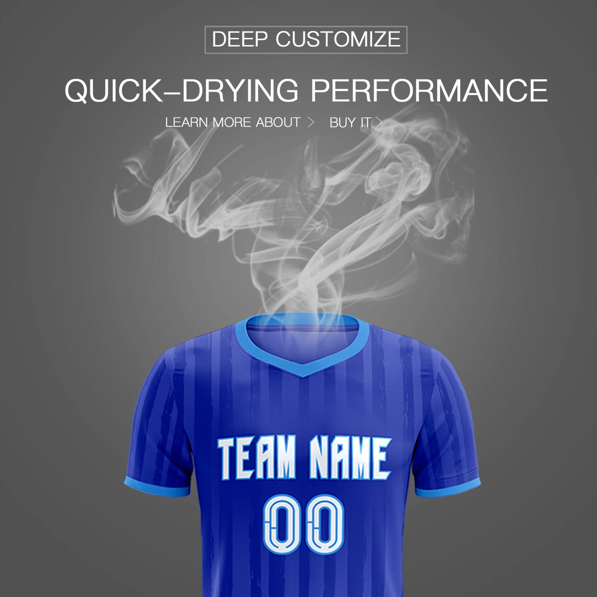 Custom Royal Blue Powder Blue Breathable Soccer Sets Jersey