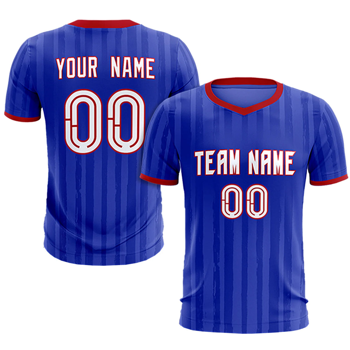 Custom Royal Blue Red Breathable Soccer Sets Jersey