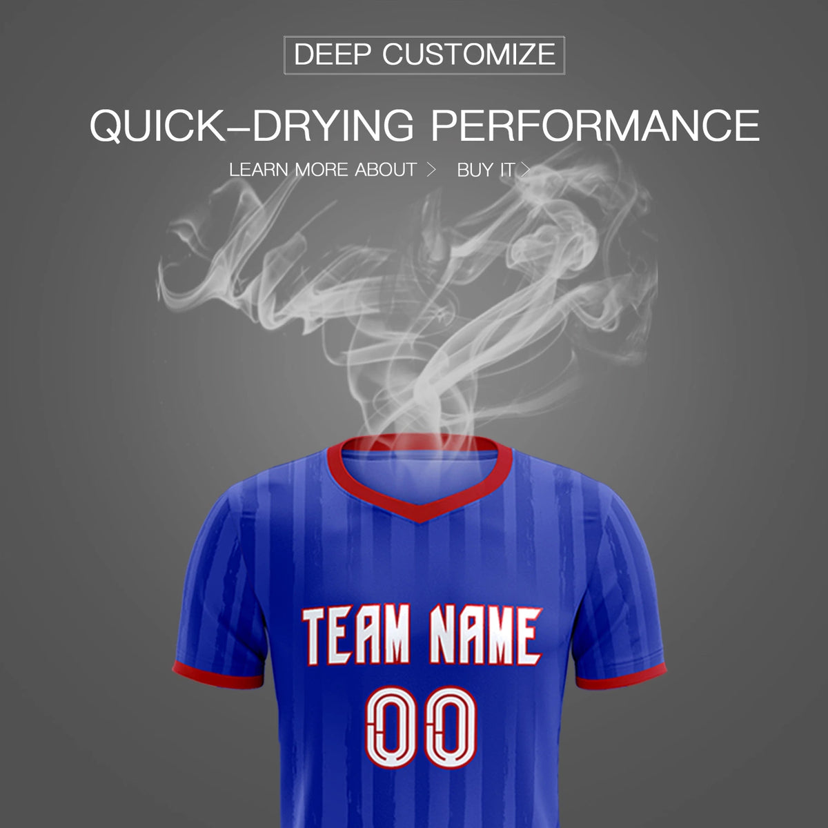 Custom Royal Blue Red Breathable Soccer Sets Jersey
