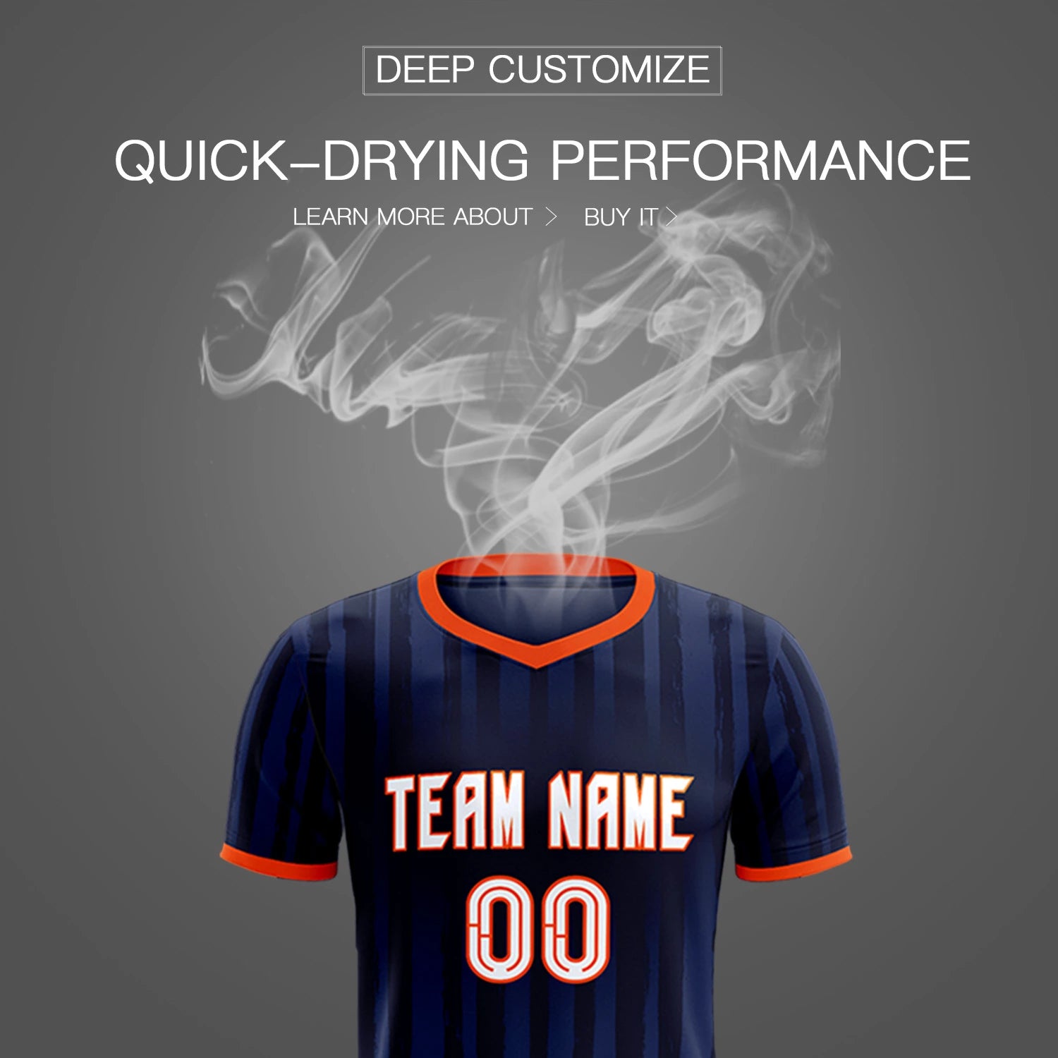Custom Navy Orange Breathable Soccer Sets Jersey