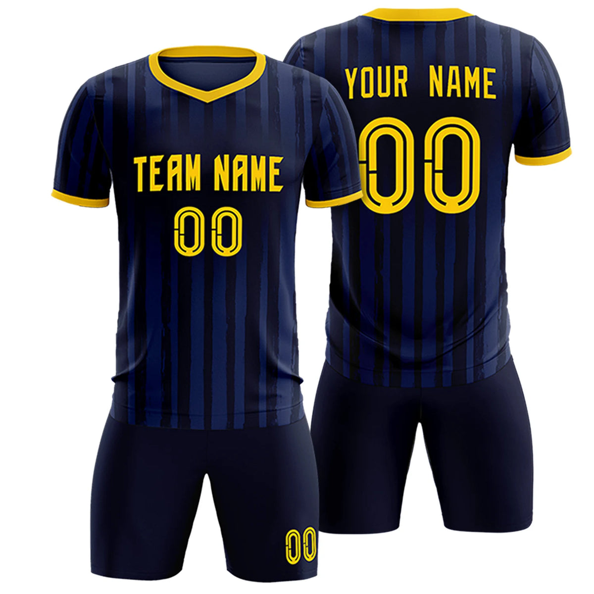 Custom Navy Gold 01 Breathable Soccer Sets Jersey