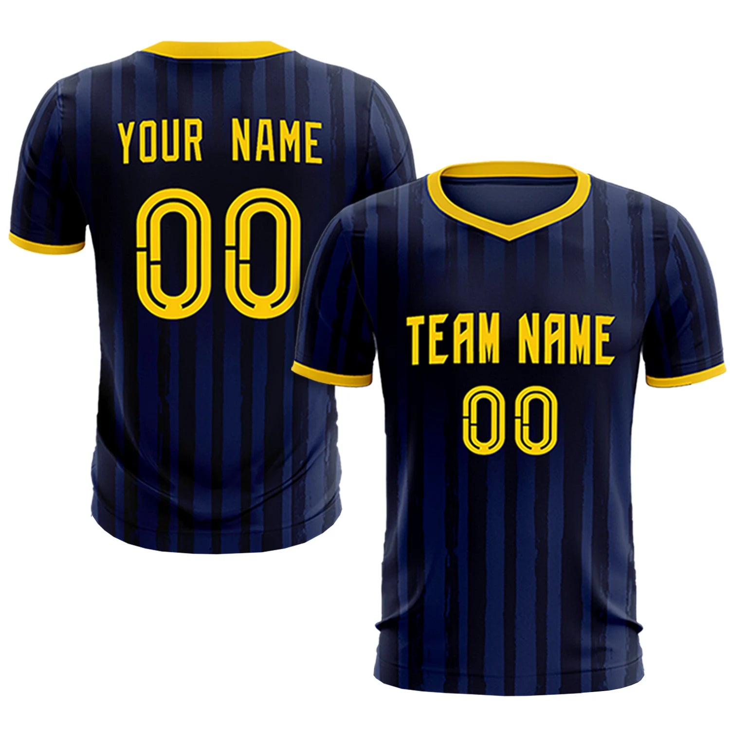 Custom Navy Gold 01 Breathable Soccer Sets Jersey