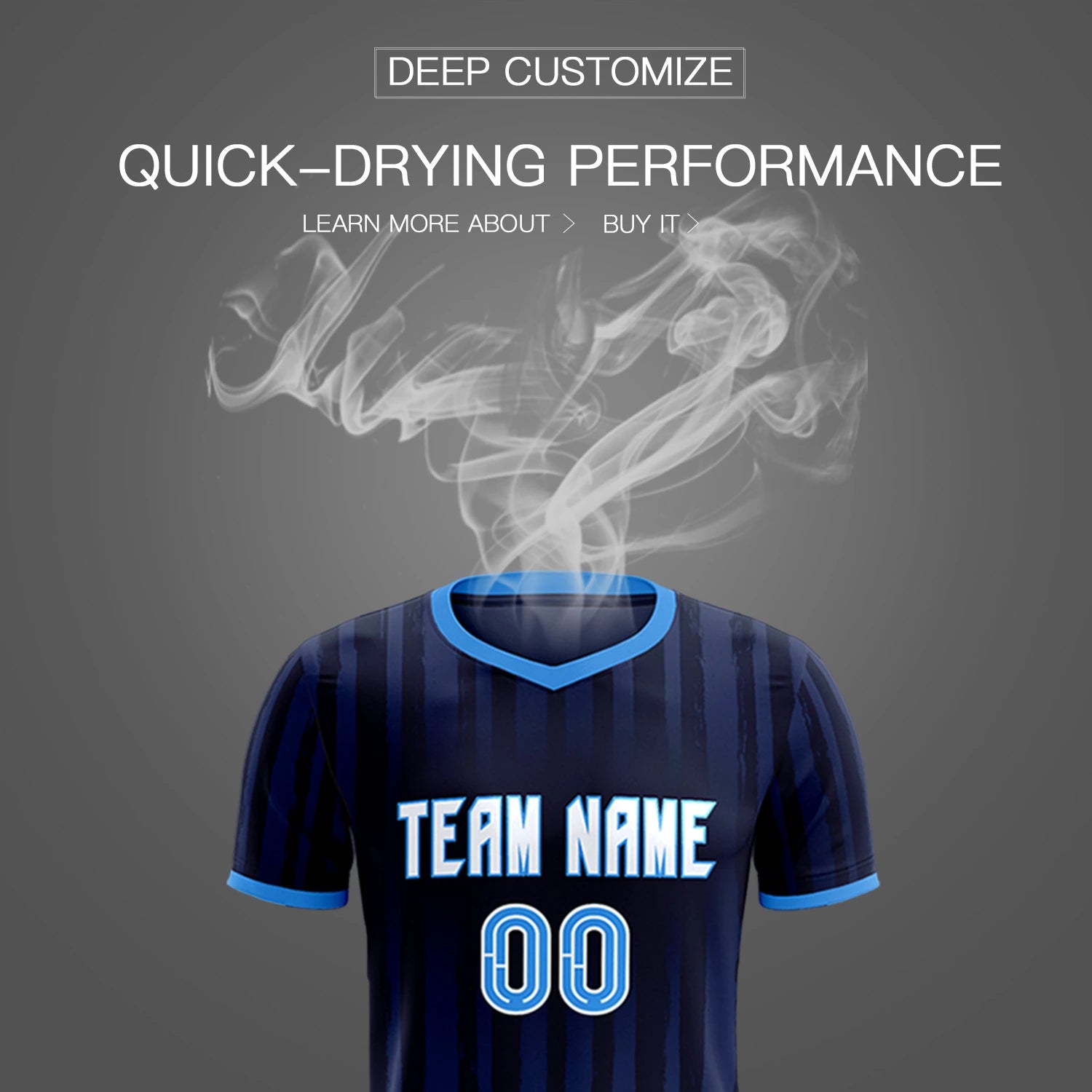 Custom Navy Powder Blue Breathable Soccer Sets Jersey