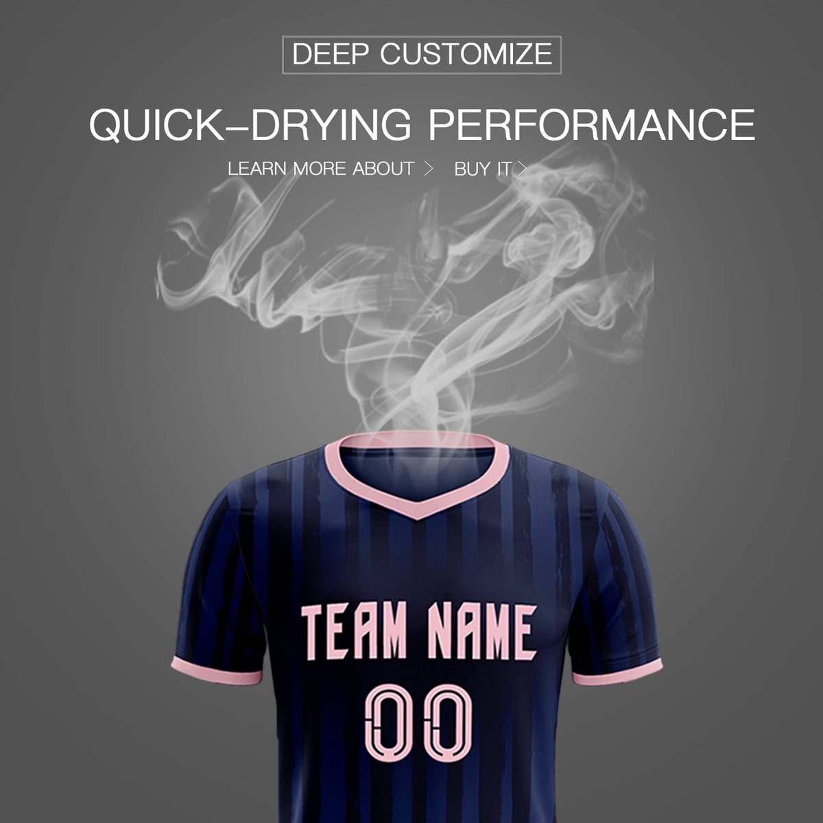 Custom Navy Light Pink Breathable Soccer Sets Jersey