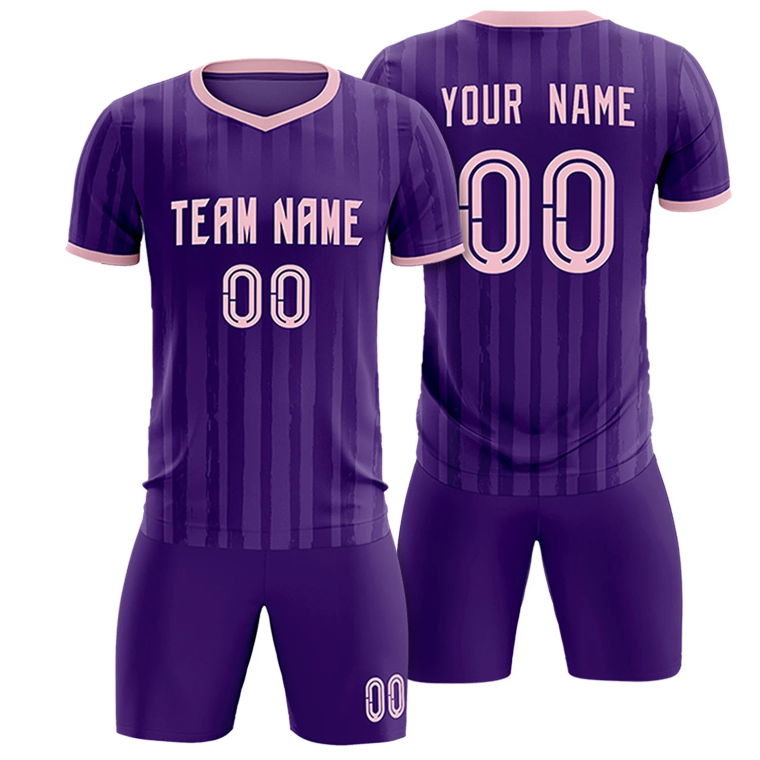 Custom Purple Light Pink Breathable Soccer Sets Jersey