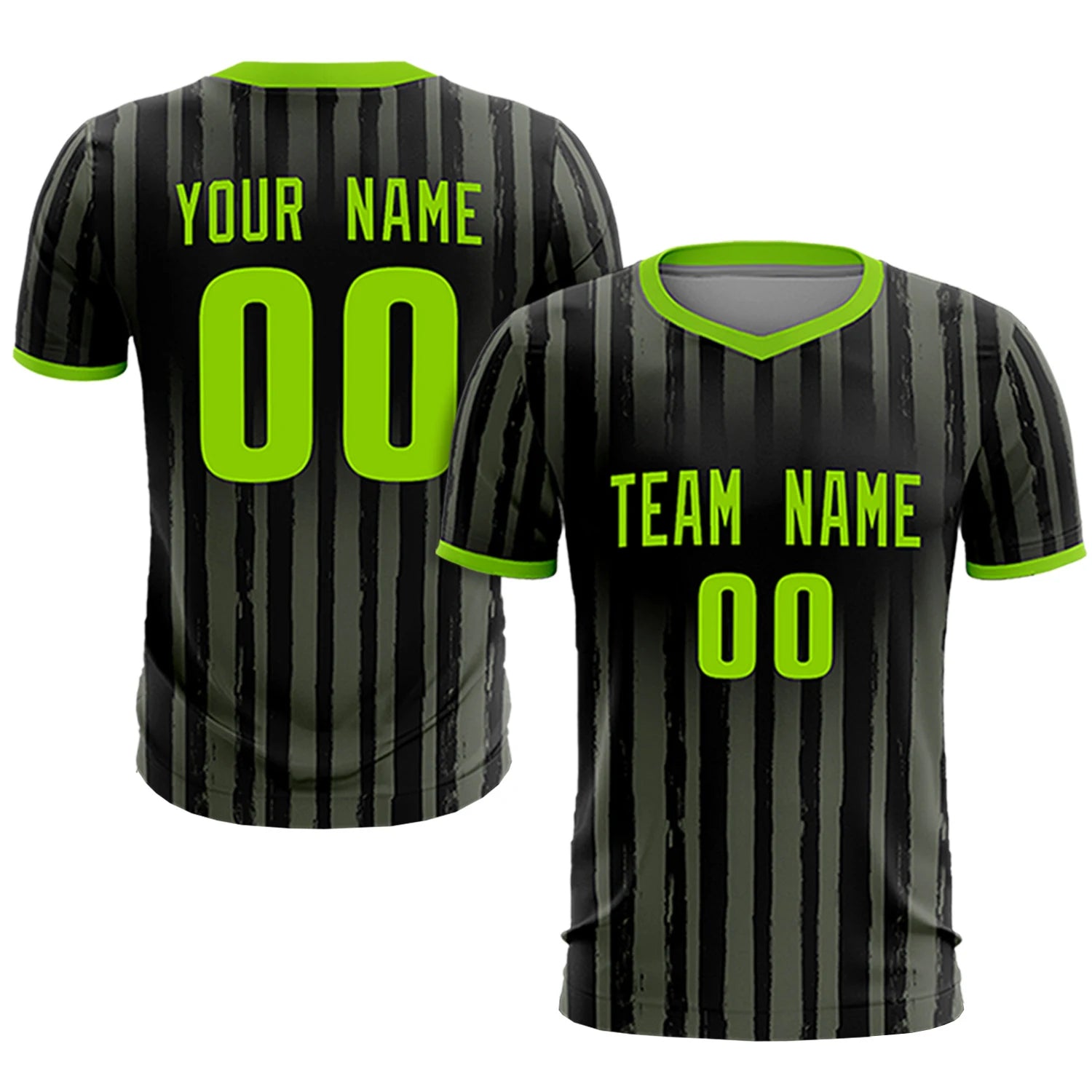 Custom Black Neon Green Breathable Soccer Sets Jersey