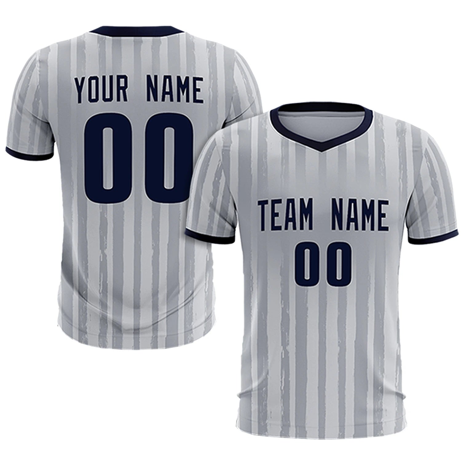 Custom Gray Navy Breathable Soccer Sets Jersey