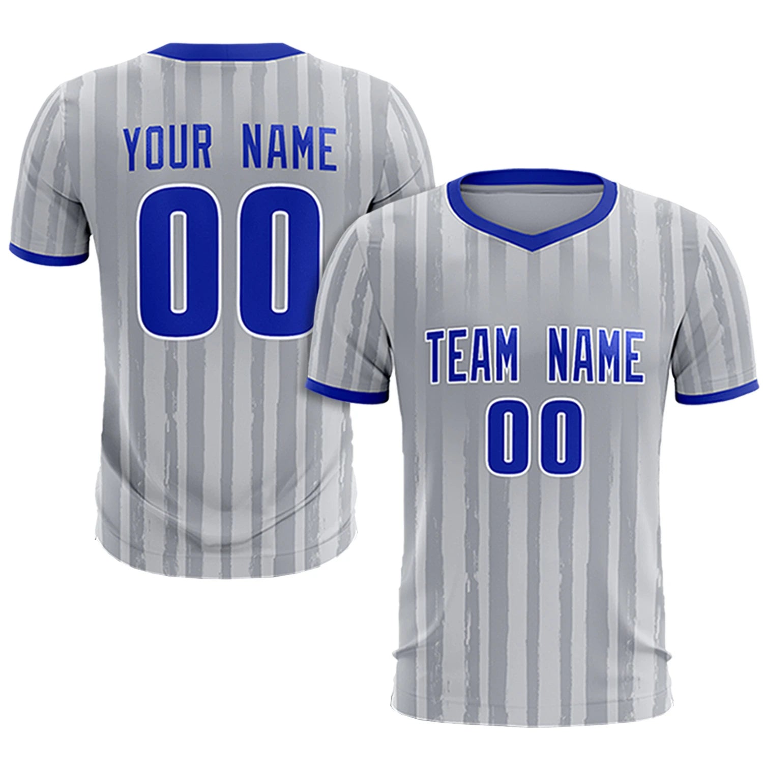 Custom Gray Royal Blue Breathable Soccer Sets Jersey