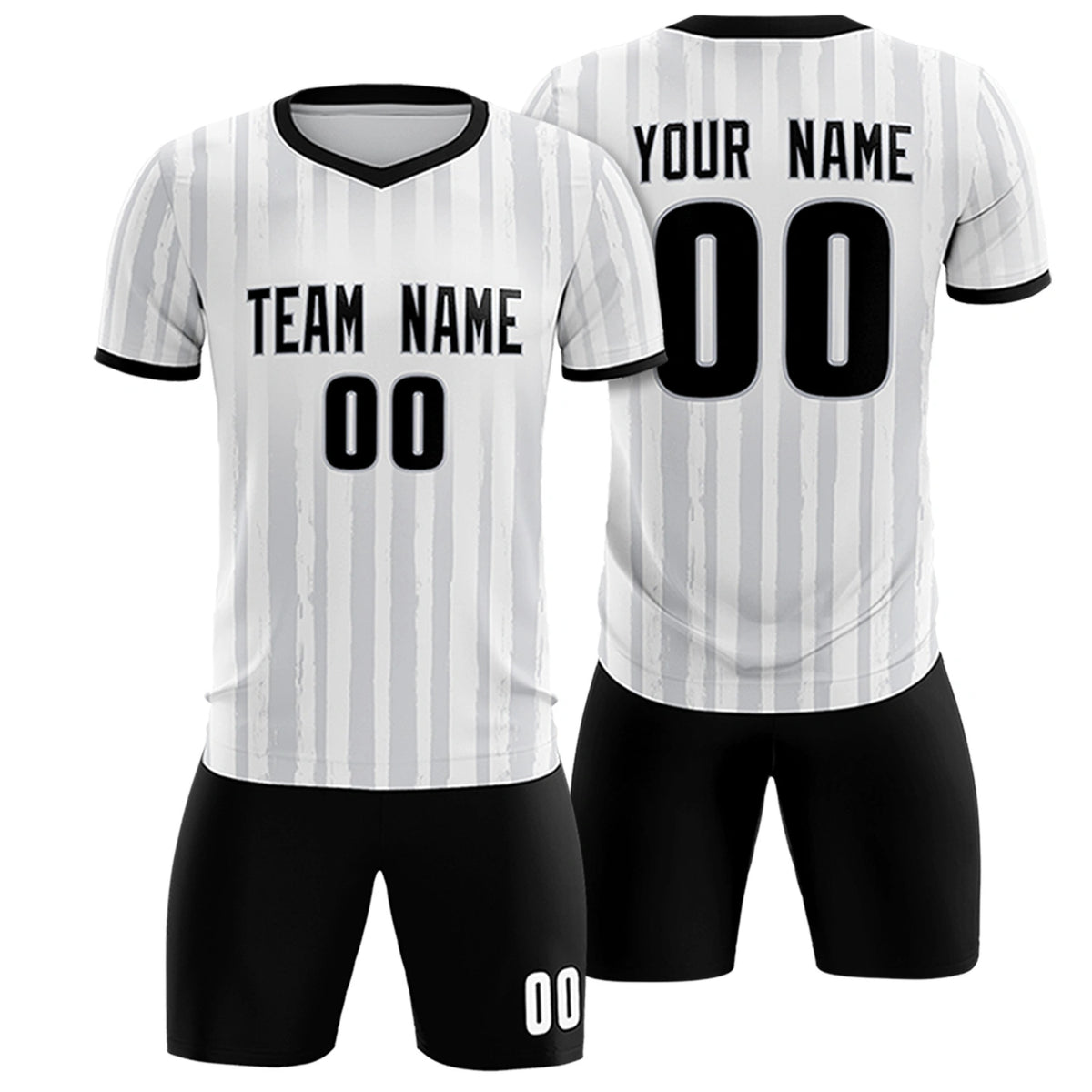 Custom White Black Breathable Soccer Sets Jersey