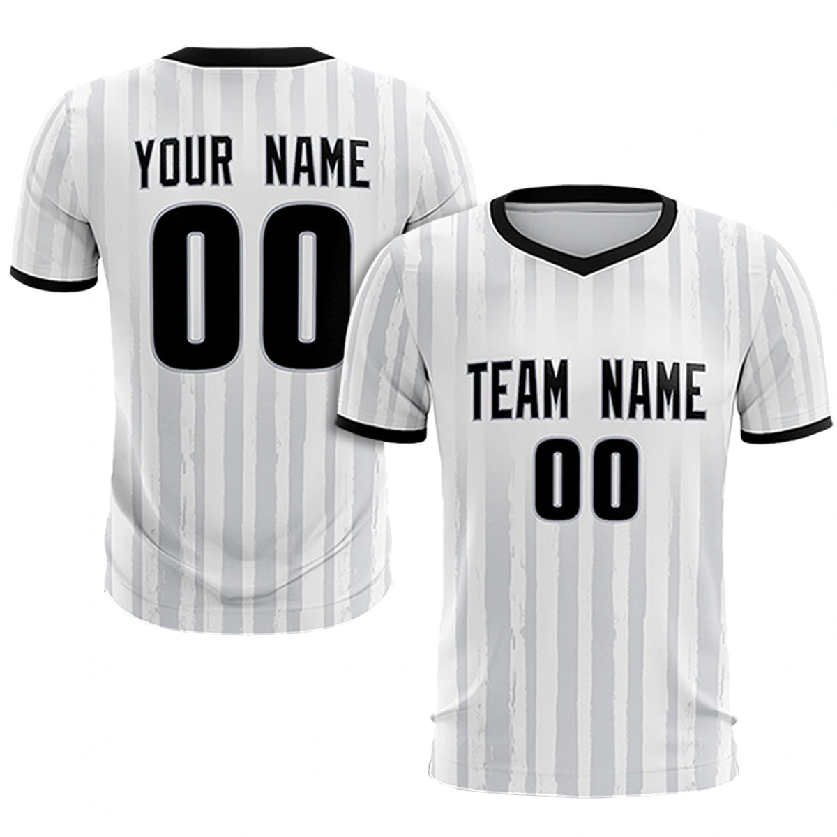 Custom White Black Breathable Soccer Sets Jersey