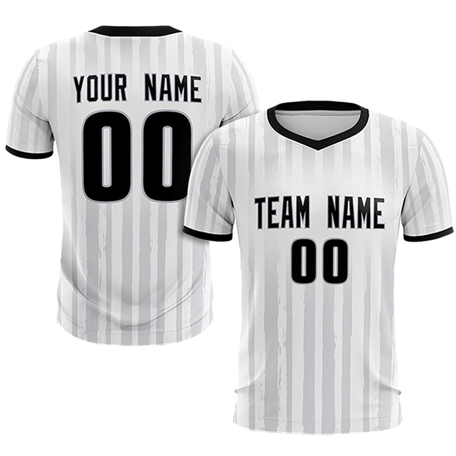Custom White Black Breathable Soccer Sets Jersey
