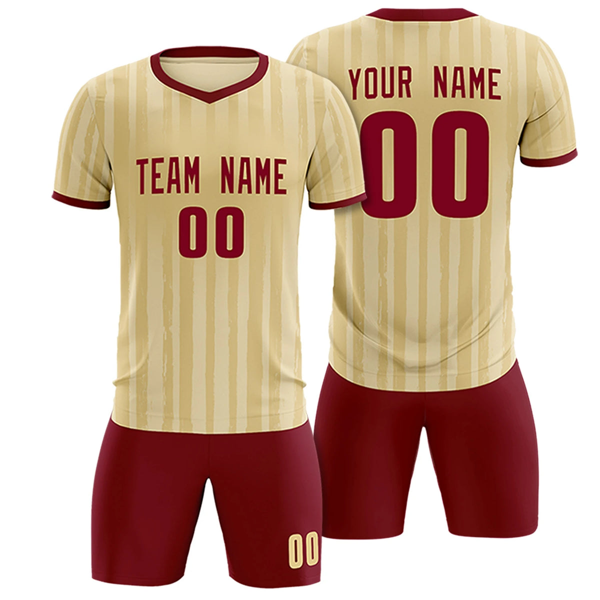 Custom Khaki Crimson Breathable Soccer Sets Jersey