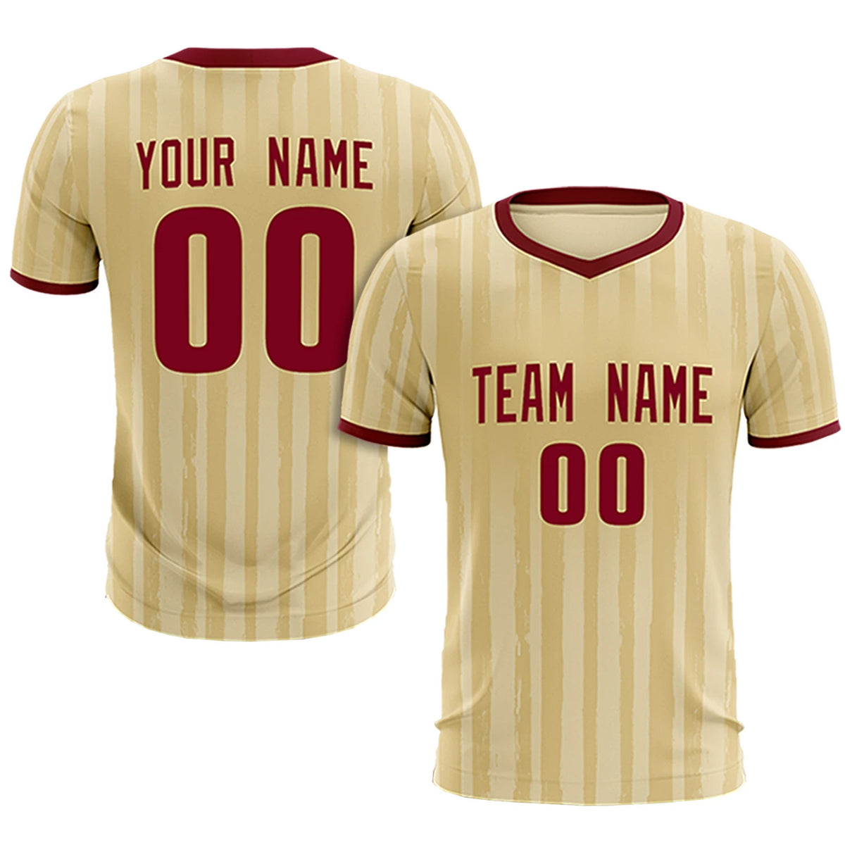 Custom Khaki Crimson Breathable Soccer Sets Jersey